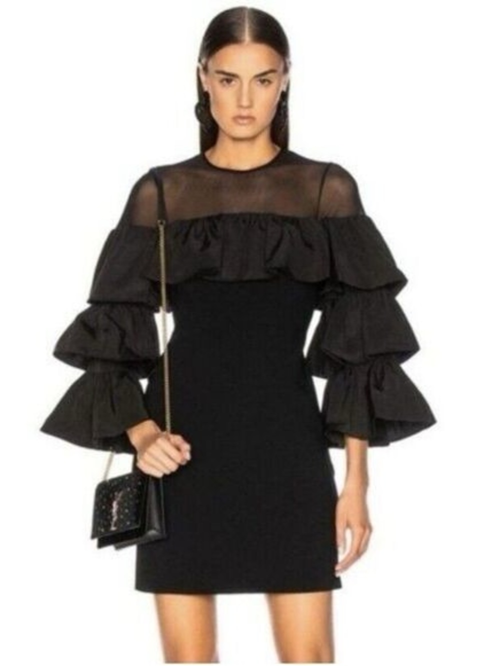 NWT CINQ A SEPT VALENTINA DRESS Black Size 6 - Picture 1 of 8